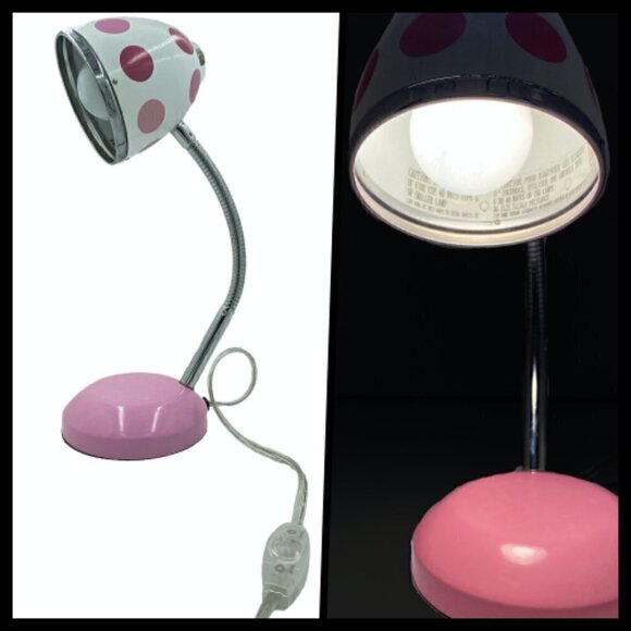 Pottery Barn Kids Gooseneck Desk Lamp Pink Dot - Picture 1 of 7